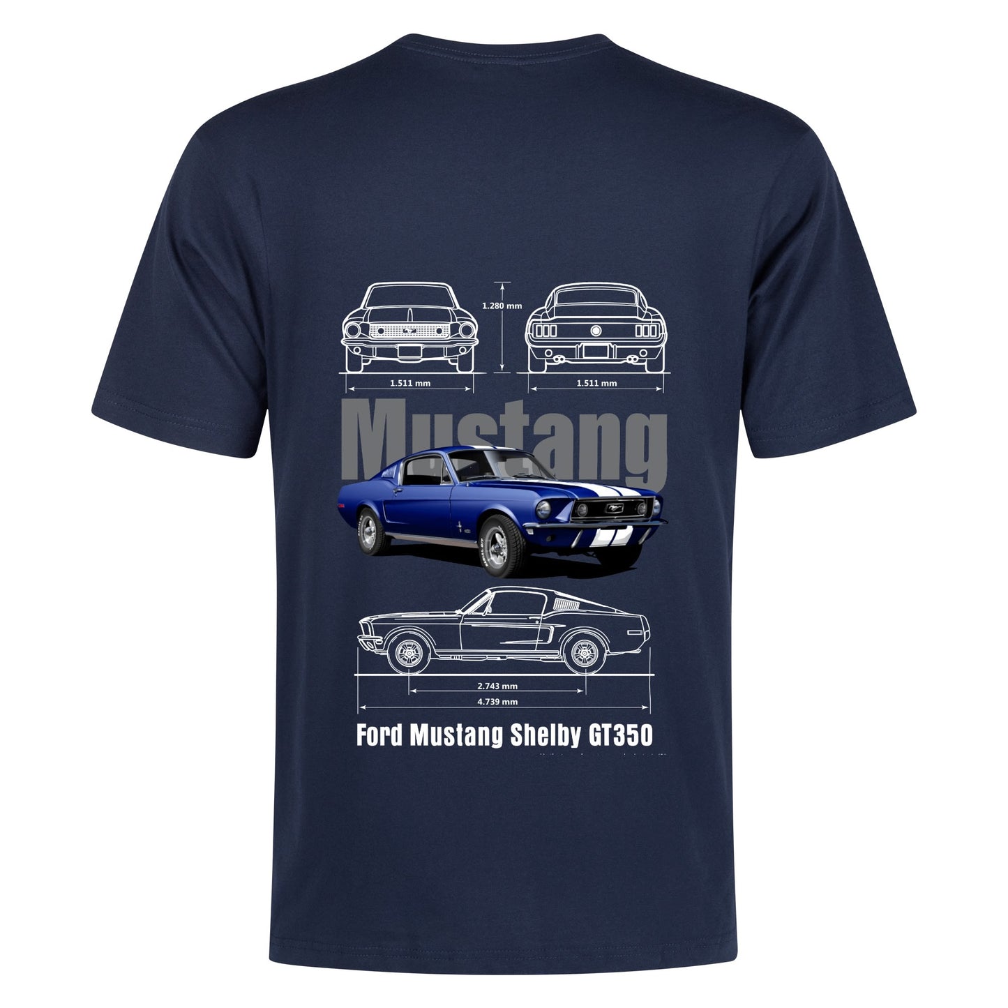 Mustang GT350 Spec Printed Short Sleeve Cotton T-Shirt for Men - Work or Play