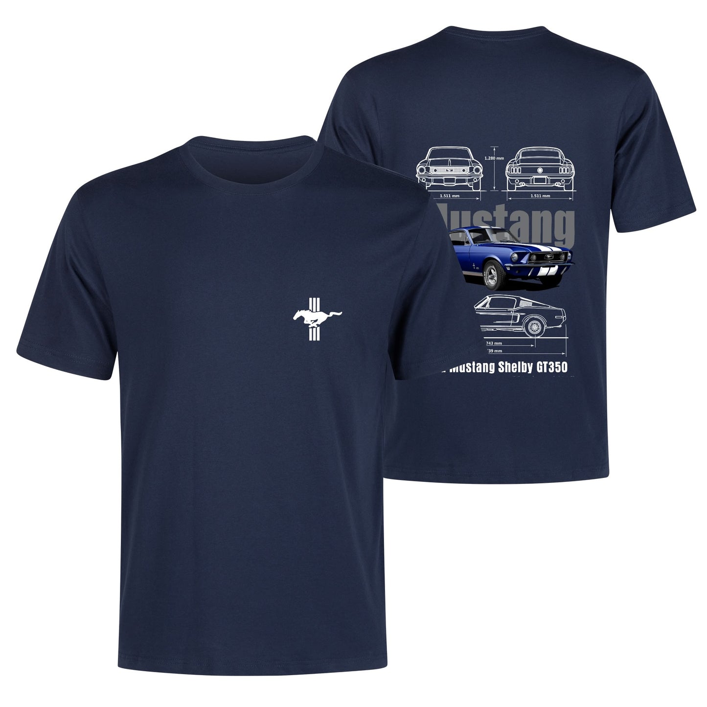 Mustang GT350 Spec Printed Short Sleeve Cotton T-Shirt for Men - Work or Play
