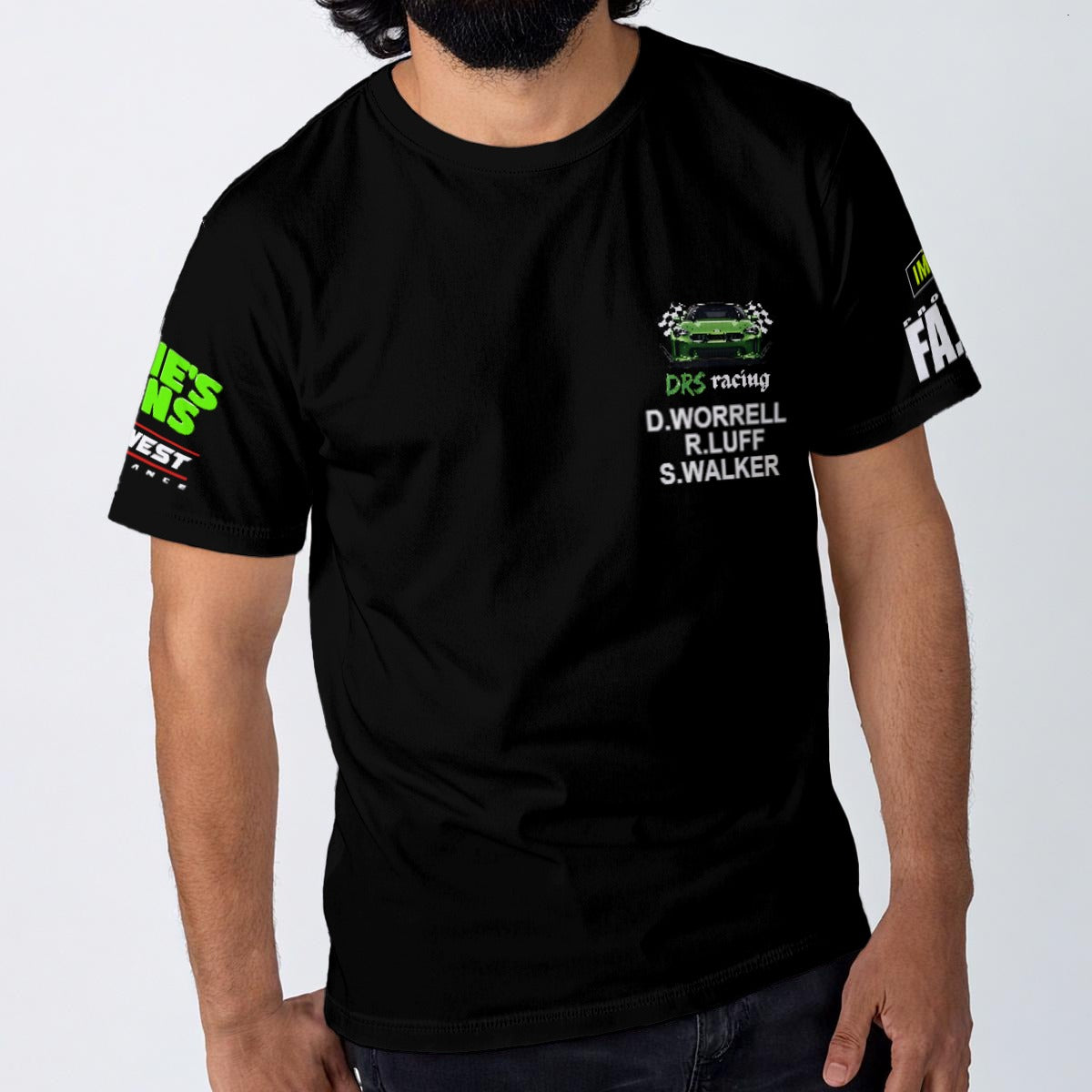 DRS Racing Official Crew Tee front view with driver names Worrell Luff Walker