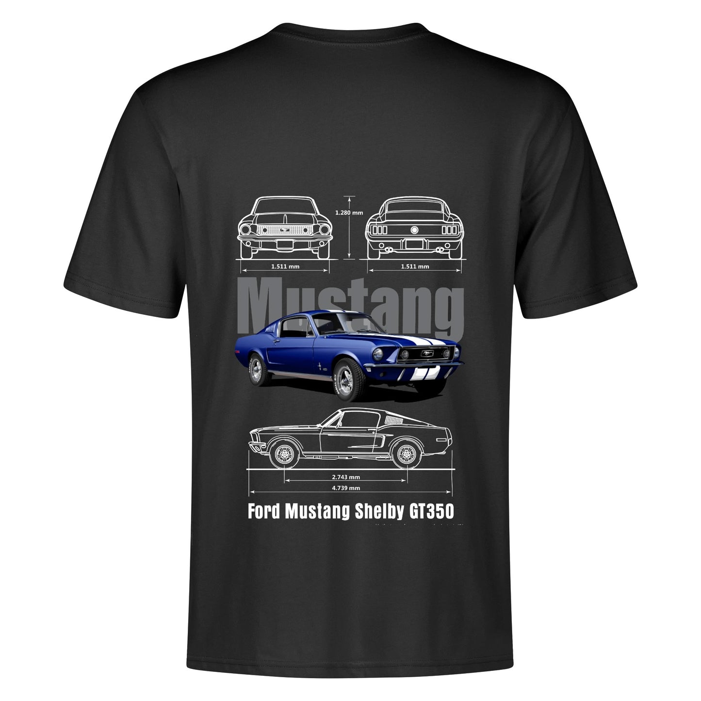 Mustang GT350 Spec Printed Short Sleeve Cotton T-Shirt for Men - Work or Play