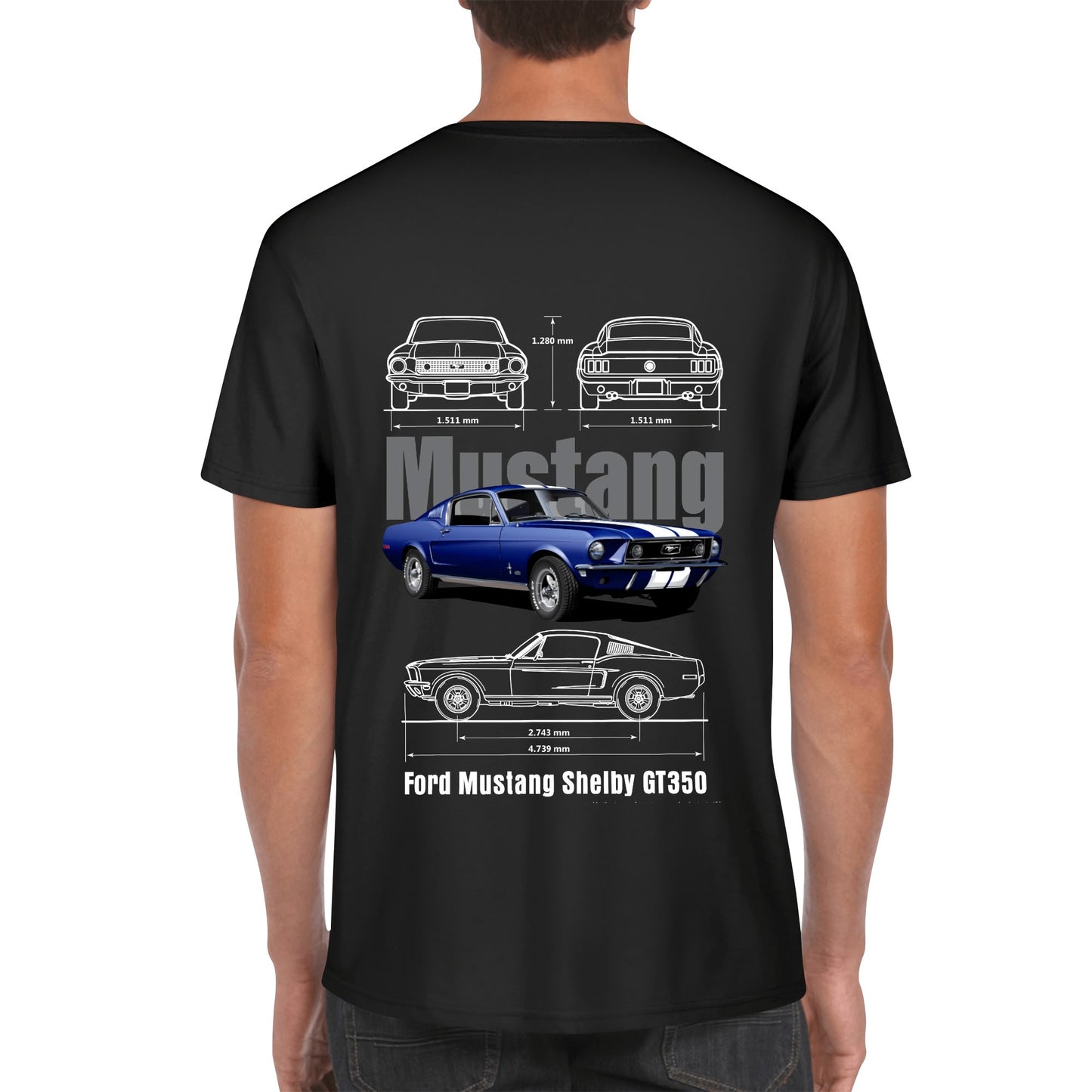 Mustang GT350 Spec Printed Short Sleeve Cotton T-Shirt for Men - Work or Play