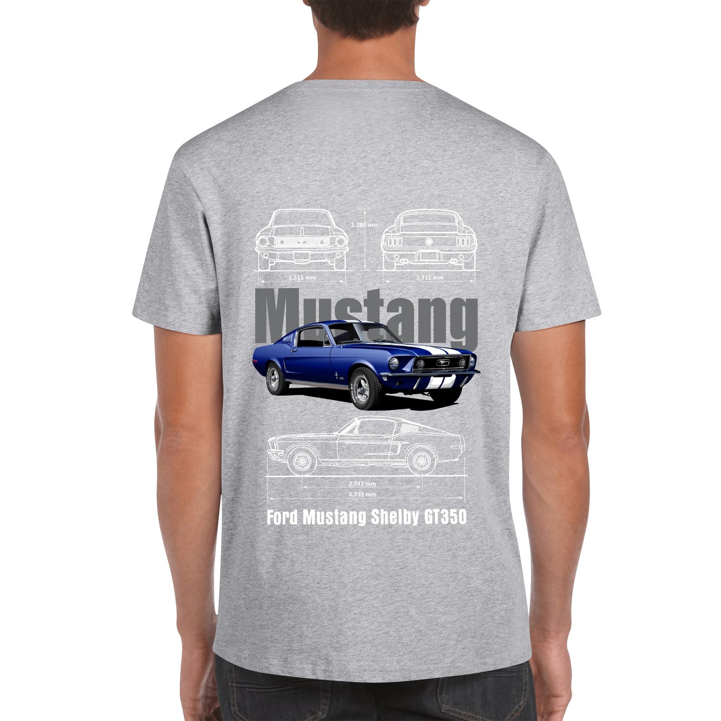 Mustang GT350 Spec Printed Short Sleeve Cotton T-Shirt for Men - Work or Play