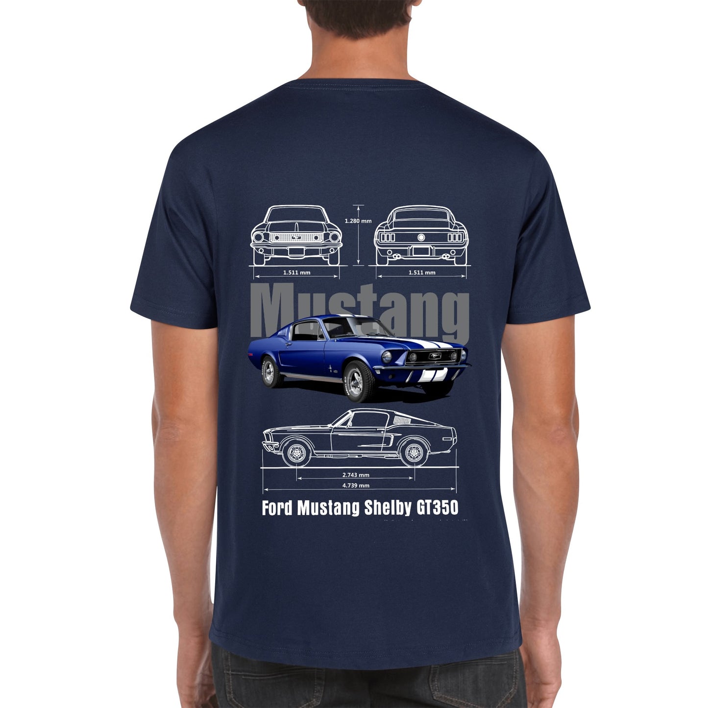 Mustang GT350 Spec Printed Short Sleeve Cotton T-Shirt for Men - Work or Play