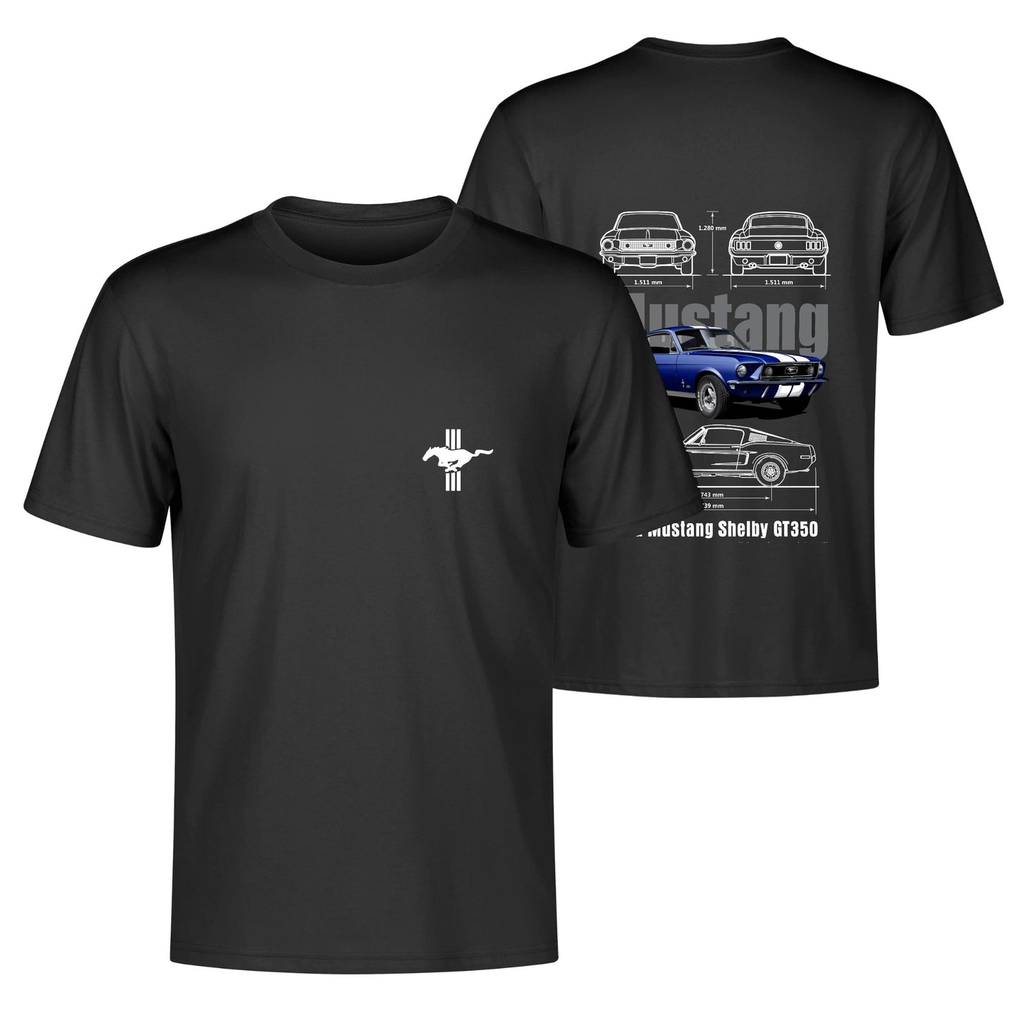 Mustang GT350 Spec Printed Short Sleeve Cotton T-Shirt for Men - Work or Play