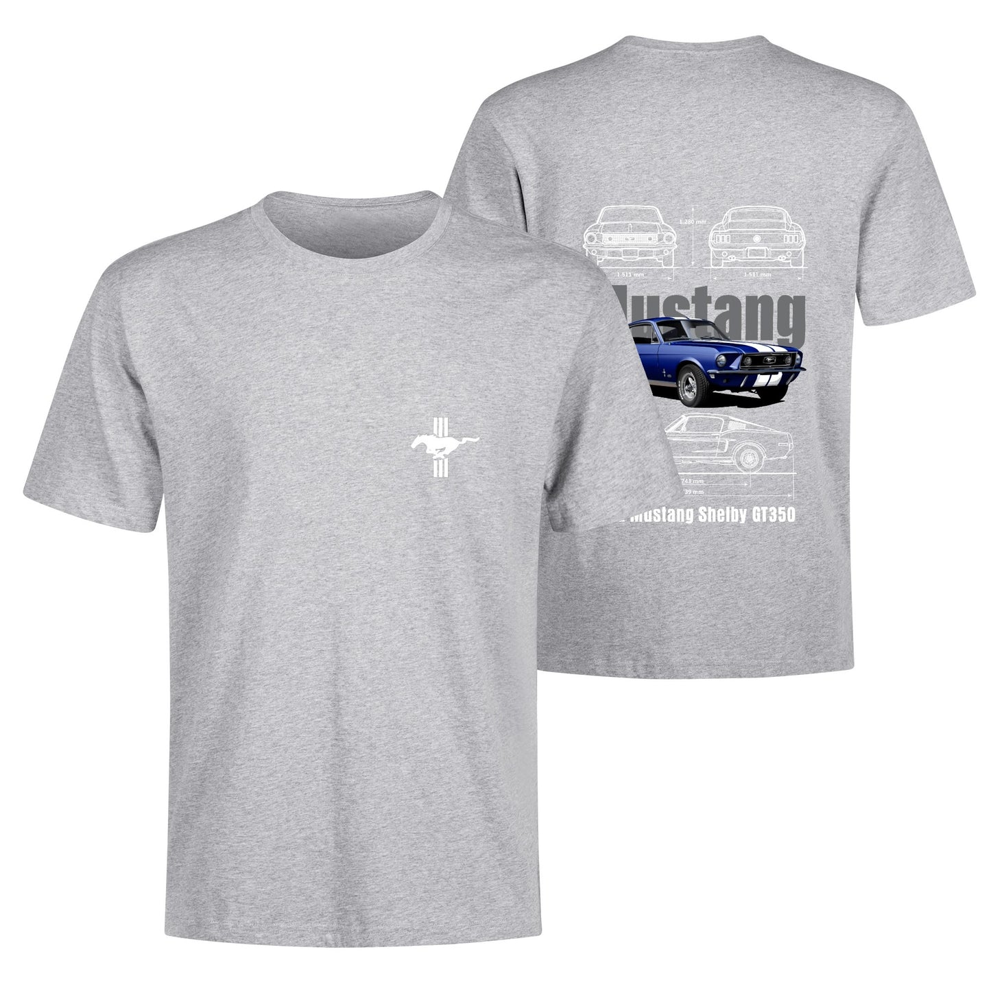 Mustang GT350 Spec Printed Short Sleeve Cotton T-Shirt for Men - Work or Play