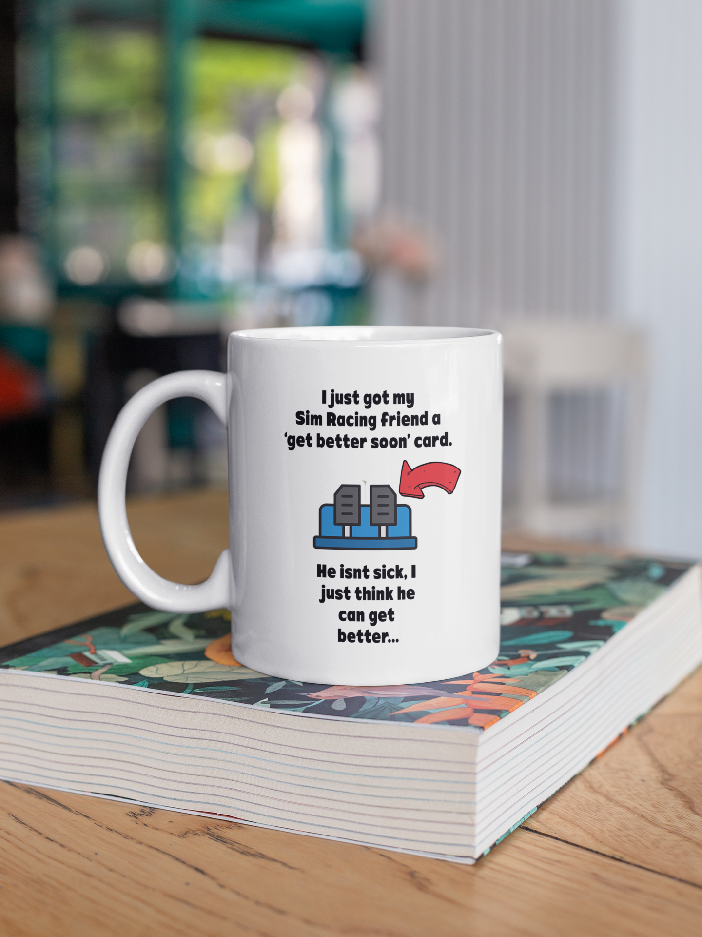 Sim Racing Coffee Mug for 'Sick' Friends - Funny Gamer Gift, Racing Simulator Cup, Unique Birthday Present for Racing Enthusiasts